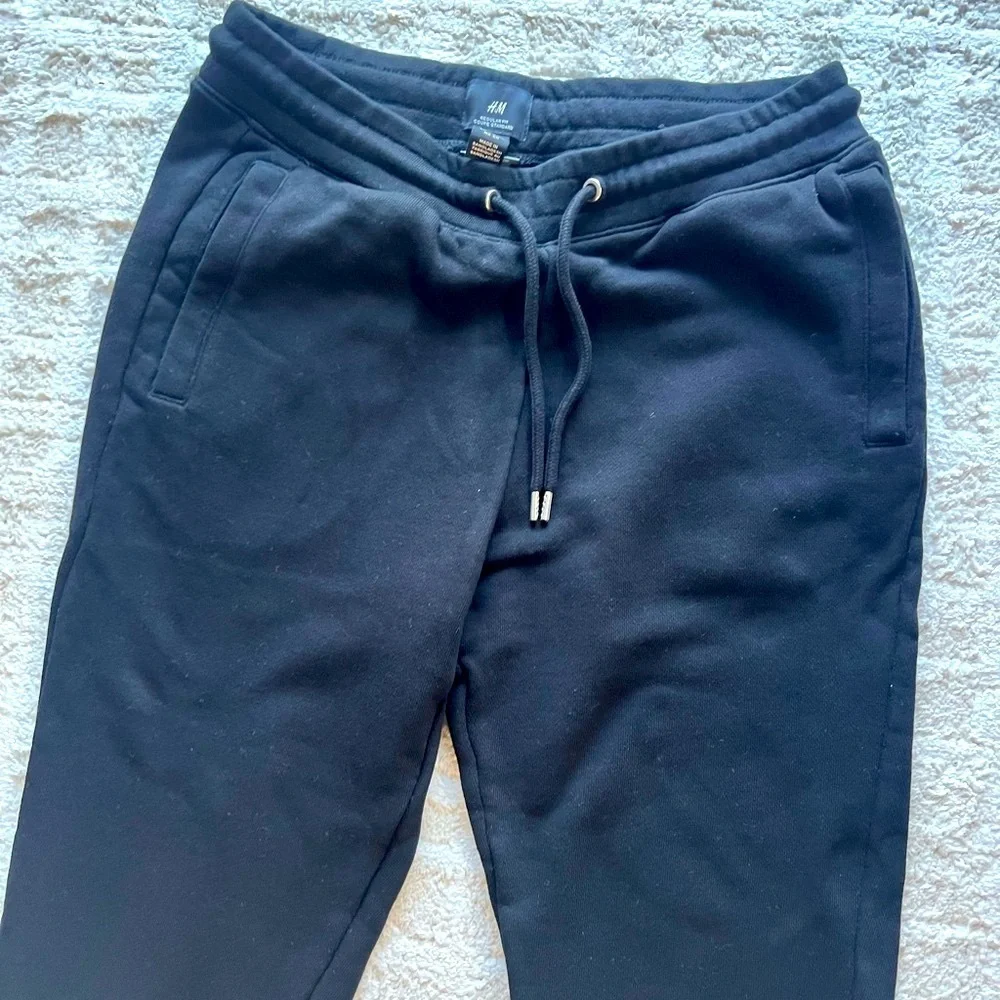 H&M Black Joggers with Tapered Ankle and Elastic Waistband